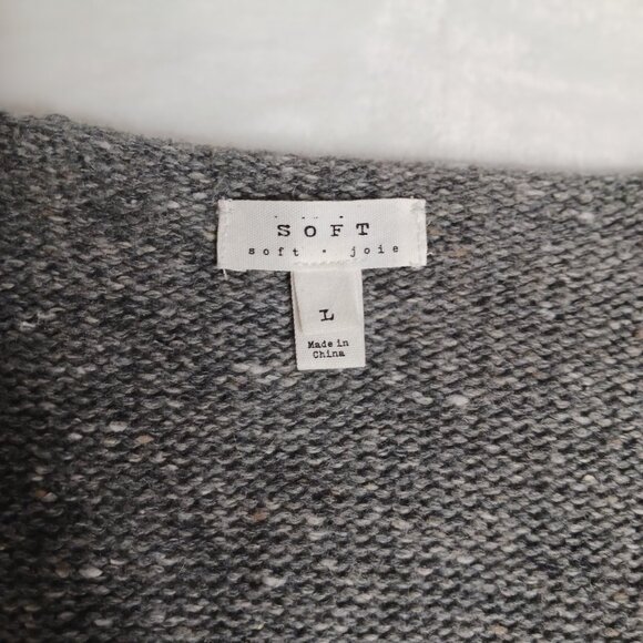 Soft Joie, Large, Heather Gray, Open Front, Wrap Cardigan Sweater, With Fringe - Picture 2 of 12